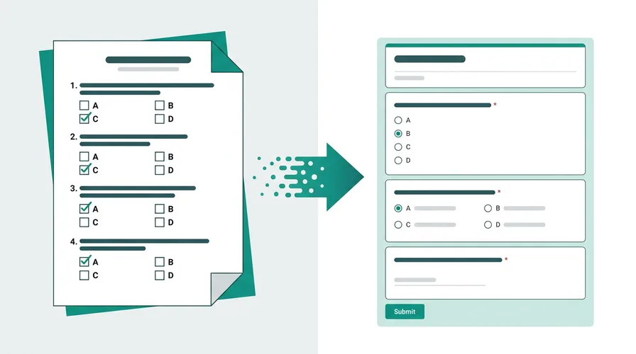 Diagram showing how Doc2Form converts PDF and Word documents into Google Forms